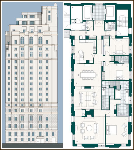 architectural rendering of the entry facade of the The Lainsborough Condominiums