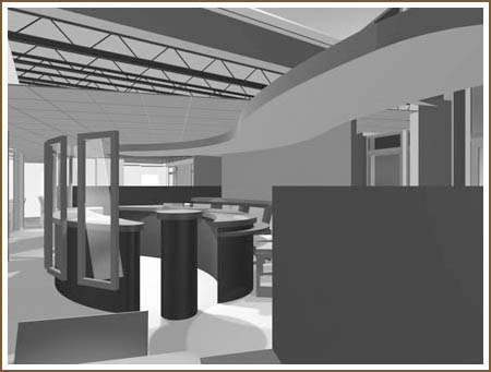 rendering of the interior design of the restaurant